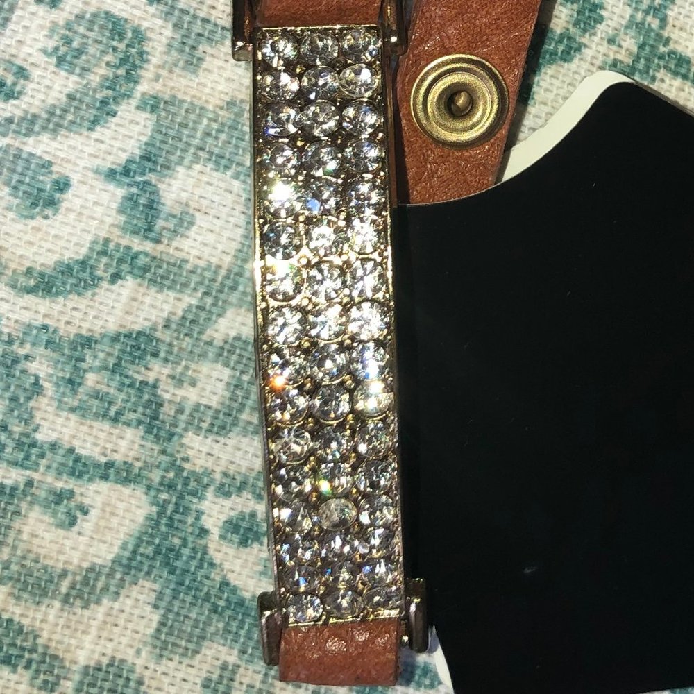 Leather diamond accent bracelet